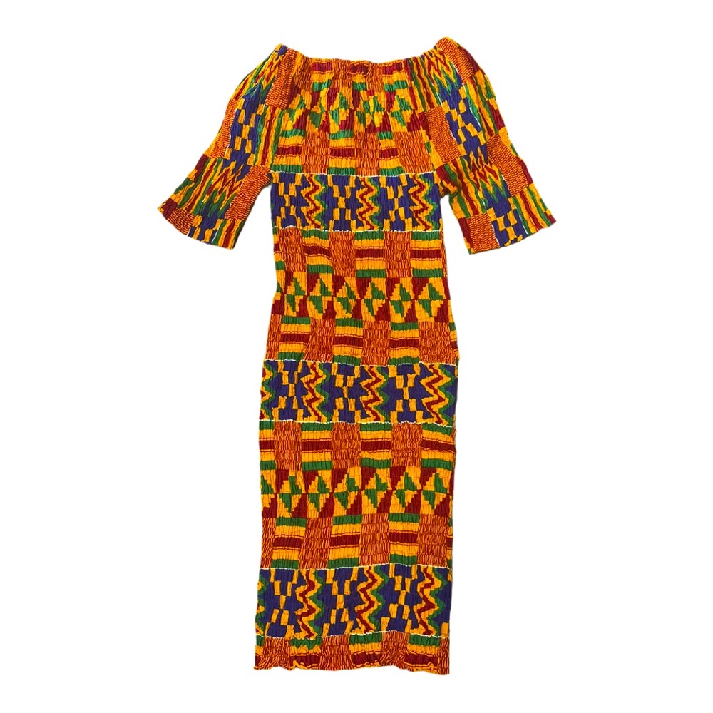 Off-Shoulder Kente Dress